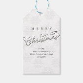 Frohe Weihnachten Silver Calligraphy Snowflakes Geschenkanhänger (Vorderseite)