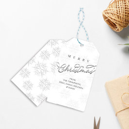Frohe Weihnachten Silver Calligraphy Snowflakes Geschenkanhänger