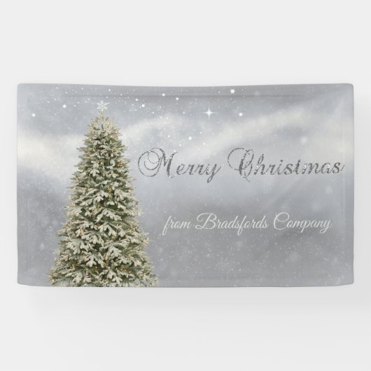 Frohe Weihnachten, Silver ChristmasTree Company Banner (Horizontal)