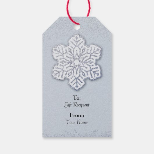 Frohe Weihnachten Silver Glitzer Snowflake Geschenkanhänger (Rückseite)