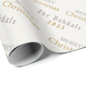 Frohe Weihnachten Silver & Gold Script, Personalis Geschenkpapier (Rolleneckpunkt)