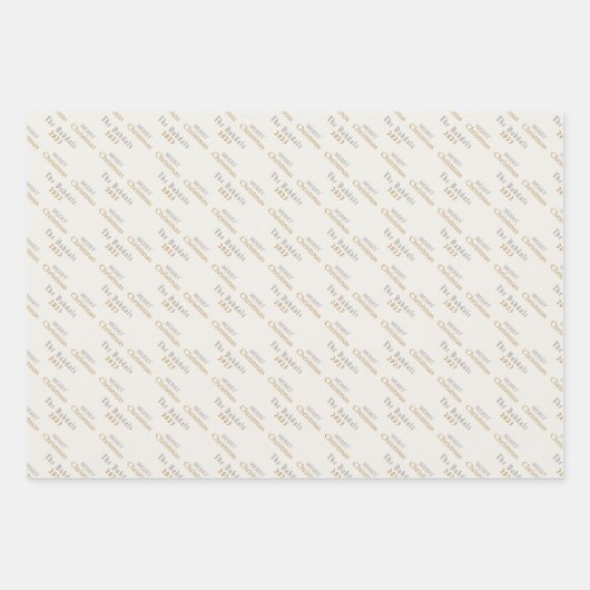 Frohe Weihnachten Silver & Gold Script, Personalis Geschenkpapier Set (Vorderseite 3)