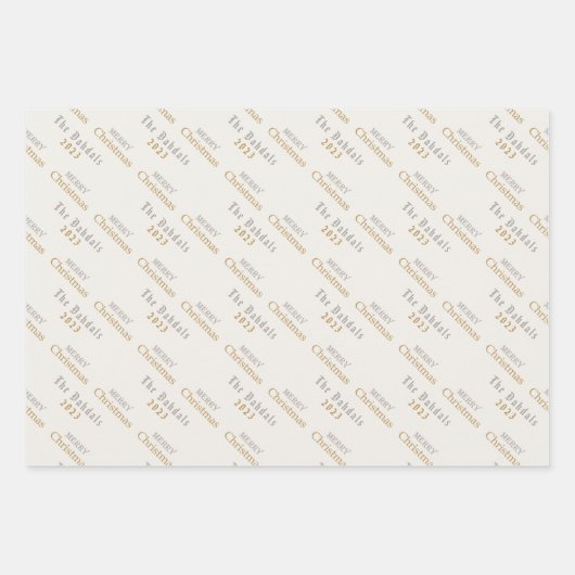 Frohe Weihnachten Silver & Gold Script, Personalis Geschenkpapier Set (Vorderseite)