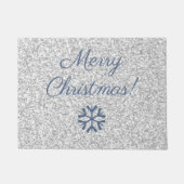 Frohe Weihnachten Silver Gray Glitzer Texture Desi Fußmatte (Vorderseite)
