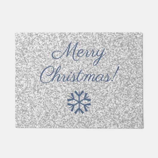 Frohe Weihnachten Silver Gray Glitzer Texture Desi Fußmatte (Vorderseite)