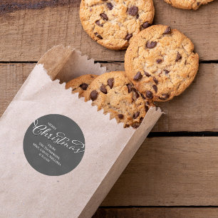 Frohe Weihnachten Silver Script Winter Snowflake Runder Aufkleber