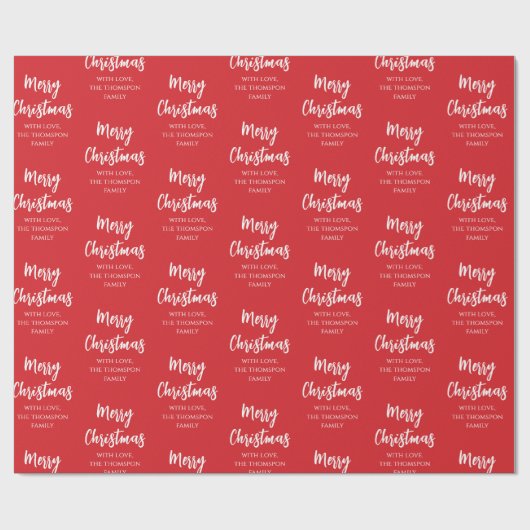 Frohe Weihnachten Simple Calligraphy Script Red Geschenkpapier (Flach)