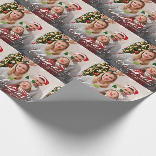 Frohe Weihnachten Simple Custom Foto Geschenkpapier (Ecke)