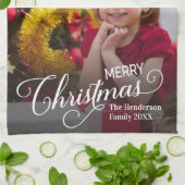 Frohe Weihnachten Simple Custom Foto Geschirrtuch (Gefaltet)