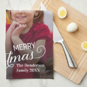 Frohe Weihnachten Simple Custom Foto Geschirrtuch (Viertel Falte)