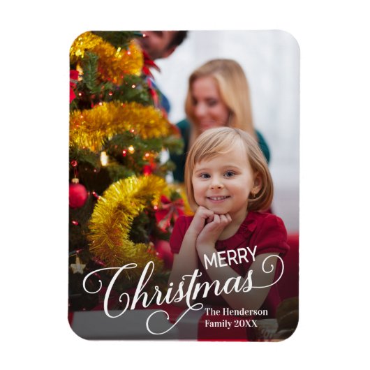 Frohe Weihnachten Simple Custom Foto Magnet (Vertikal)