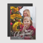 Frohe Weihnachten Simple Custom Foto Magnetkarte (Vorne/Hinten)