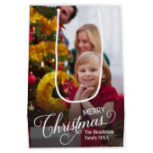 Frohe Weihnachten Simple Custom Foto Mittlere Geschenktüte (Rückseite)