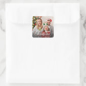 Frohe Weihnachten Simple Custom Foto Quadratischer Aufkleber (Tasche)