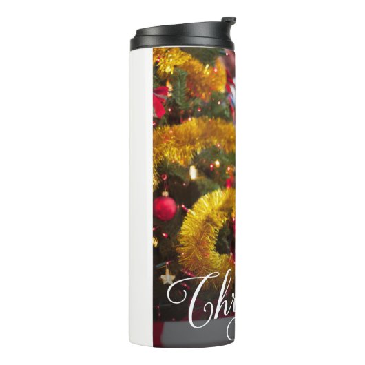 Frohe Weihnachten Simple Custom Foto Thermosbecher (Nach links gedreht)