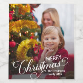 Frohe Weihnachten Simple Custom Foto Weinetikett (Einzelnes Label)