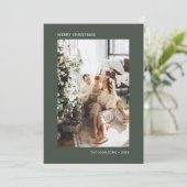 Frohe Weihnachten Simple Foto Green (Stehend Vorderseite)