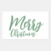 Frohe Weihnachten Simple Girly Green Script Rechteckiger Aufkleber (Vorderseite)