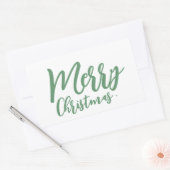 Frohe Weihnachten Simple Girly Green Script Rechteckiger Aufkleber (Umschlag)