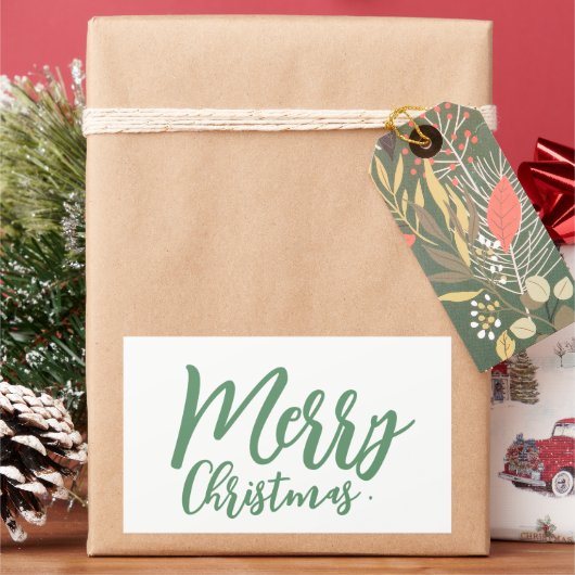 Frohe Weihnachten Simple Girly Green Script Rechteckiger Aufkleber (Feiertag)