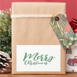 Frohe Weihnachten Simple Girly Green Script Rechteckiger Aufkleber