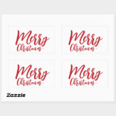 Frohe Weihnachten Simple Girly Red Script Rechteckiger Aufkleber (Blatt)