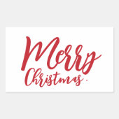 Frohe Weihnachten Simple Girly Red Script Rechteckiger Aufkleber (Vorderseite)