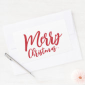 Frohe Weihnachten Simple Girly Red Script Rechteckiger Aufkleber (Umschlag)