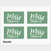 Frohe Weihnachten Simple Girly White Script Green Rechteckiger Aufkleber (Blatt)