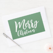 Frohe Weihnachten Simple Girly White Script Green Rechteckiger Aufkleber (Umschlag)