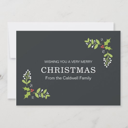 Frohe Weihnachten Simple Holly Mistletoe (Vorderseite)