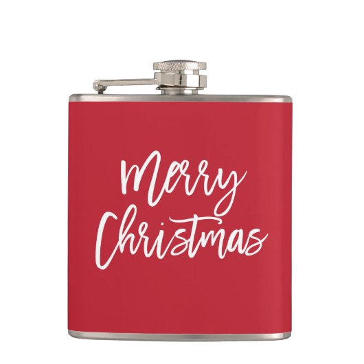 Frohe Weihnachten Simple Red Flask Flachmann (Vorderseite)