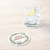 Frohe Weihnachten skandinavische Folk Art Gnome Wr Runder Pappuntersetzer (Vor Ort)