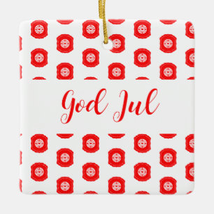 Frohe Weihnachten Skandinavisches Muster Geschenk Keramikornament