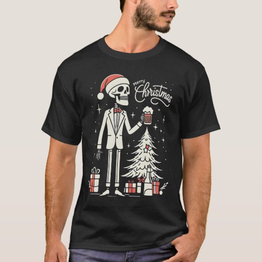 Frohe Weihnachten Skeleton T-Shirt (Vorderseite)