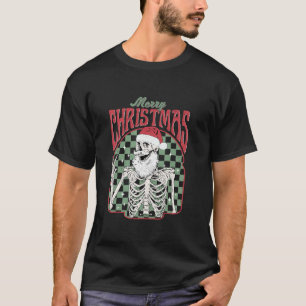 Frohe Weihnachten Skeleton Weihnachtsmann Vintagen T-Shirt