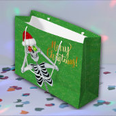 Frohe Weihnachten Skeleton Weihnachtsmannmütze Orn Große Geschenktüte