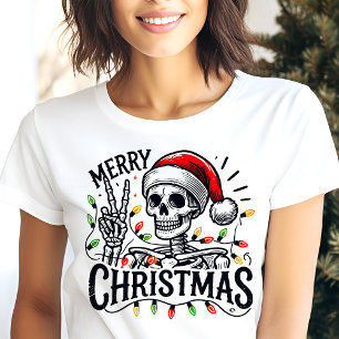 Frohe Weihnachten Skelett Friedenszeichen Tri-Blend Shirt
