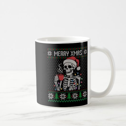 Frohe Weihnachten Skelett hässlicher Pullover, Tot Kaffeetasse (Rechts)