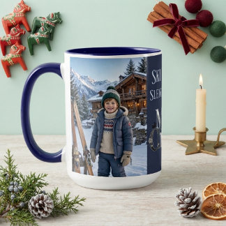Frohe Weihnachten Ski Ganz-Tags Navy Blau Alpine-F Zweifarbige Tasse