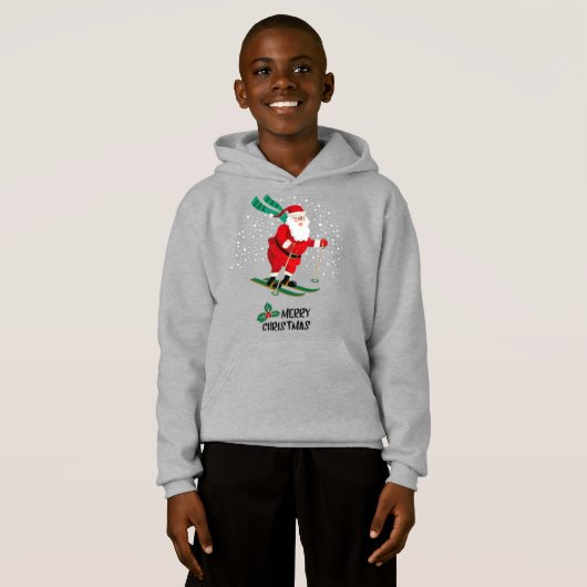 Frohe Weihnachten Skifahren Weihnachten Weihnachts Hoodie (Vorne ganz)