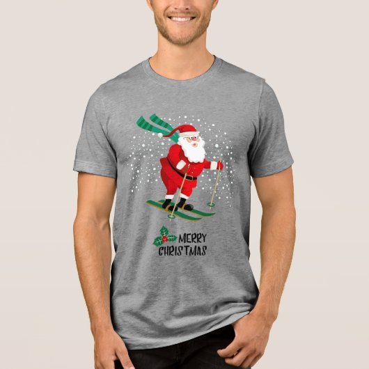 Frohe Weihnachten Skifahren Weihnachten Weihnachts Tri-Blend Shirt (Vorderseite)