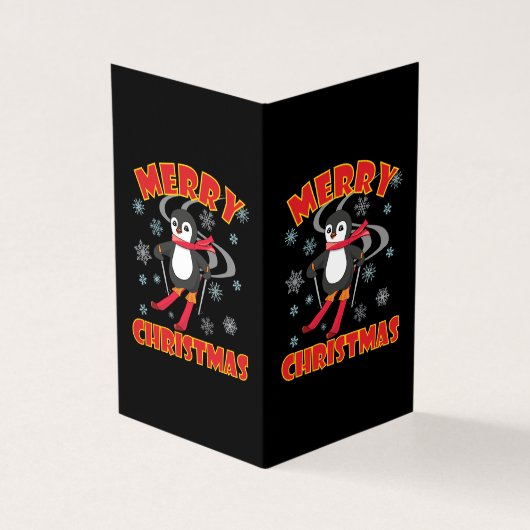 Frohe Weihnachten Skiing Penguin (Vorderseite)