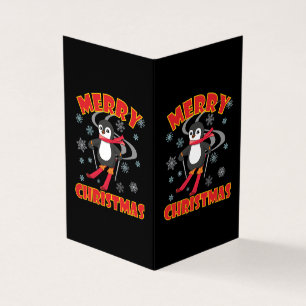 Frohe Weihnachten Skiing Penguin
