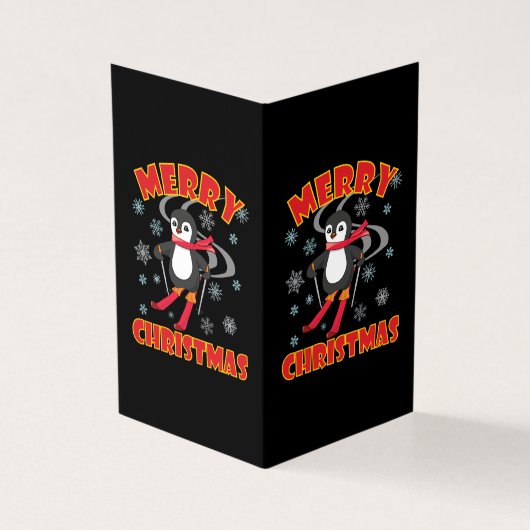 Frohe Weihnachten Skiing Penguin (Vorderseite)