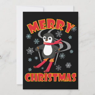 Frohe Weihnachten Skiing Penguin
