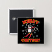 Frohe Weihnachten Skiing Penguin Button (Vorne & Hinten)