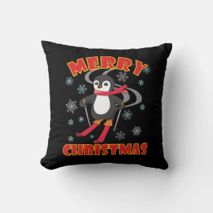 Frohe Weihnachten Skiing Penguin Kissen