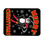 Frohe Weihnachten Skiing Penguin Magnet (Horizontal)