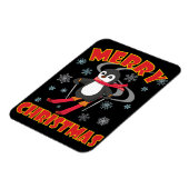Frohe Weihnachten Skiing Penguin Magnet (Linke Seite)